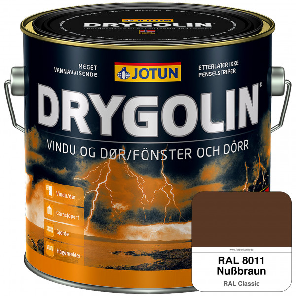 DRYGOLIN Vindu og Dør - wetterbeständige Holzschutzfarbe für Außen (RAL 8011 Nussbraun)