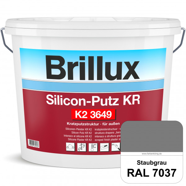 Silicon-Putz KR K2 3649 mit Protect (RAL 7037 Staubgrau) Dekorputz auf Siliconharzbasis (außen)