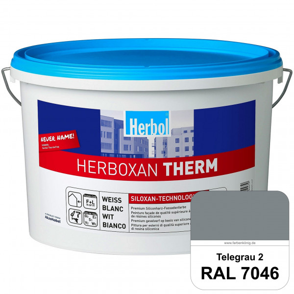 Herboxan Therm (RAL 7046 Telegrau 2) Siloxan-Fassadenfarbe für verschiedene & strukturierte Oberfläc
