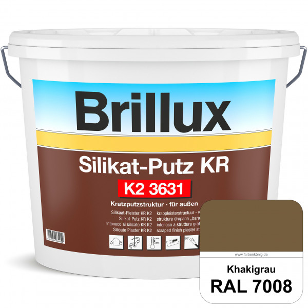 Silikat-Putz KR K2 3631 (RAL 7008 Khakigrau) Dekorativer Kratzputz auf Silikatbasis