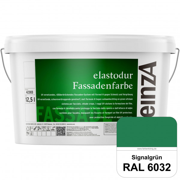 einzA elastodur Fassadenfarbe (RAL 6032 Signalgrün) UV-vernetzendes & rissüberbrückendes Fassadenfar