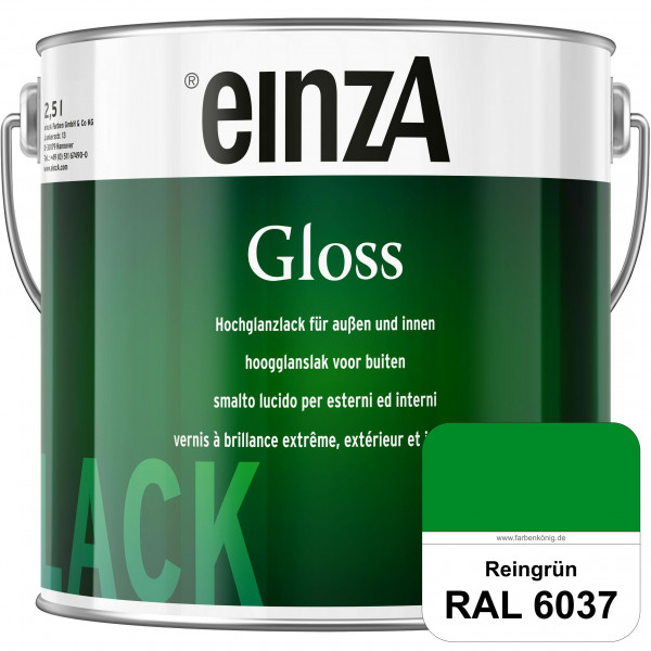 einzA Gloss (RAL 6037 Reingrün) Hochwertiger Alkydharzlack in Premium-Qualität, hochglänzend.