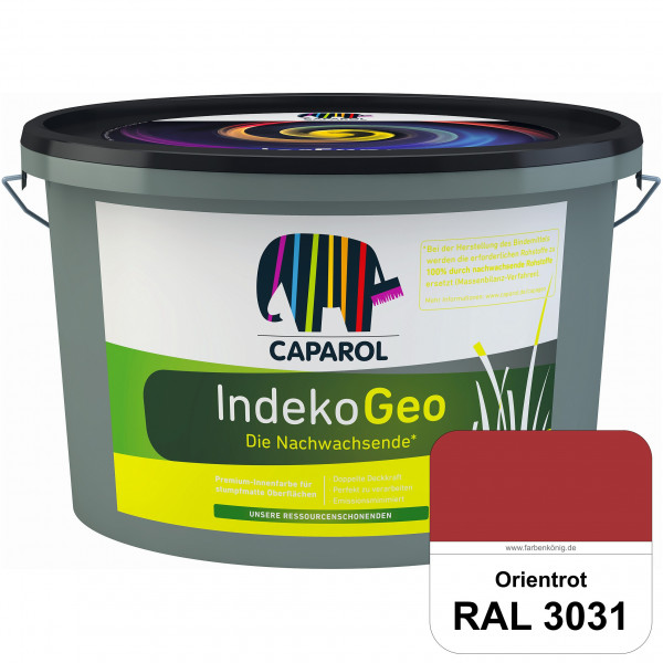 IndekoGeo (RAL 3031 Orientrot) Ressourcenschonende Premium Innenfarbe für stumpfmatte Oberflächen