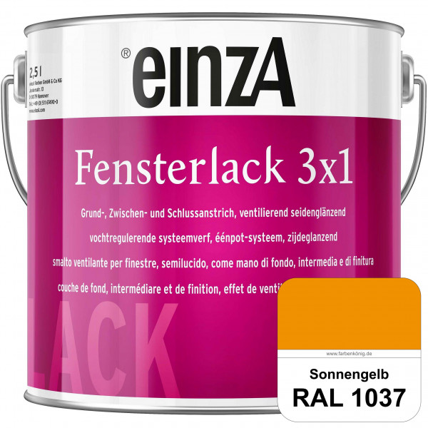 einzA Fensterlack 3 x 1 (RAL 1037 Sonnengelb) wetterbeständiger & seidenglänzender Fensterlack