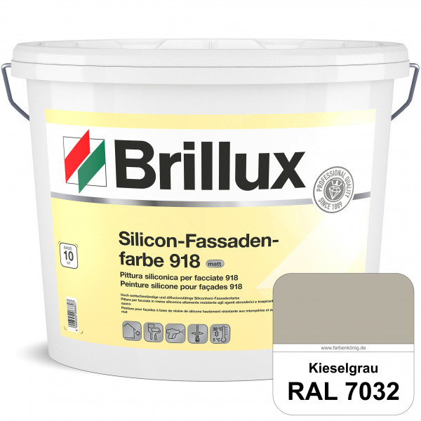 Silicon-Fassadenfarbe 918 (RAL 7032 Kieselgrau) matt, hoch wetterbeständig und wasserabweisend