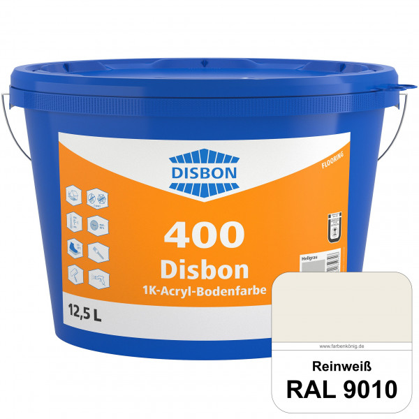 Disbon 400 1K-Acryl-Bodenfarbe (RAL 9010 Reinweiß) Dispersionsbeschichtung für mineralische Bodenflä