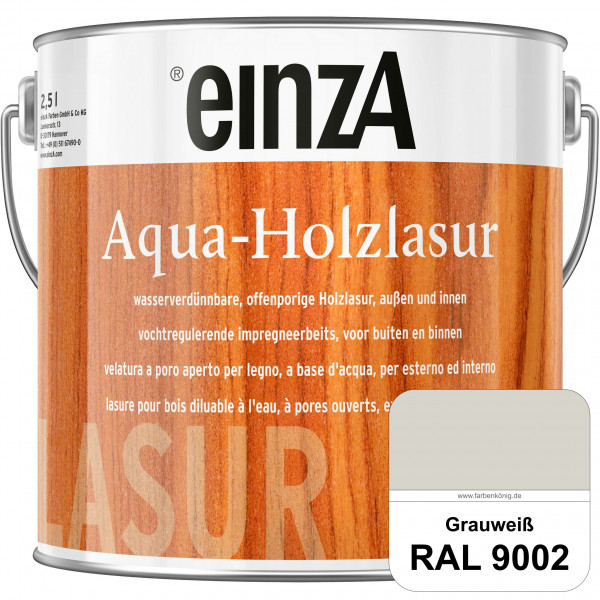 einzA Aqua-Holzlasur (RAL 9002 Grauweiß) wasserverdünnbare offenporige Holzlasur für Holzbauteile