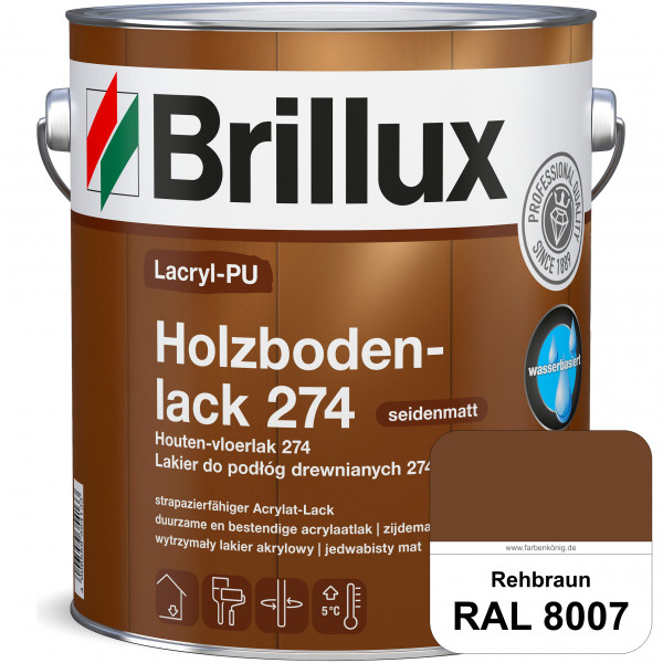 Lacryl-PU Holzbodenlack 274 (RAL 8007 Rehbraun) hochwertige & widerstandsfähige, deckende Versiegelu