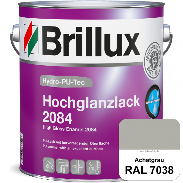 Hydro-PU-Tec Hochglanzlack 2084 (RAL 7038 Achatgrau) wasserbasierter Hochglanzlack für Holz, Zink, A