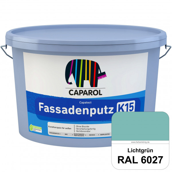 Capatect Fassadenputz K15 (RAL 6027 Lichtgrün) Dispersionsgebundener Strukturputz nach DIN EN 15824