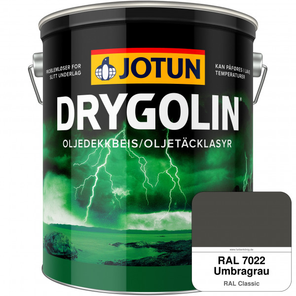 DRYGOLIN Oljedekkbeis - Deckende & wetterbeständige Öllasur für Außen (RAL 7022 Umbragrau)