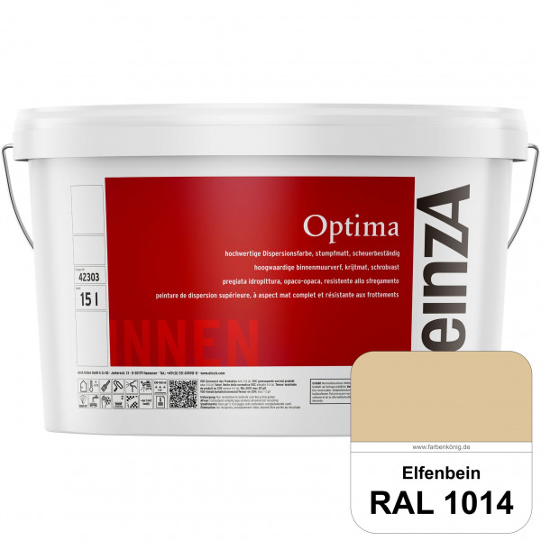 einzA Optima (RAL 1014 Elfenbein) Stumpfmatte Dispersionsfarbe für hochwertige Anstriche