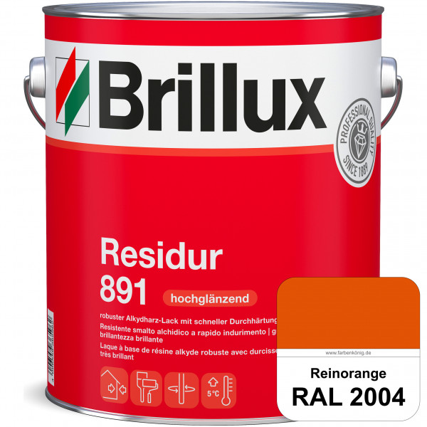 Residur 891 (RAL 2004 Reinorange) widerstandsfähige, schnell trocknender Lack für grundierte Metallb