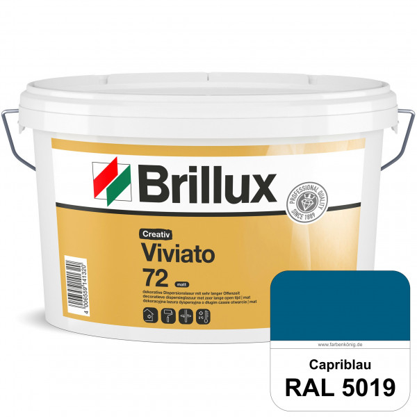 Creativ Viviato 72 (RAL 5019 Capriblau) Tuchmatte Dispersionslasur für die dekorative Wandgestaltung