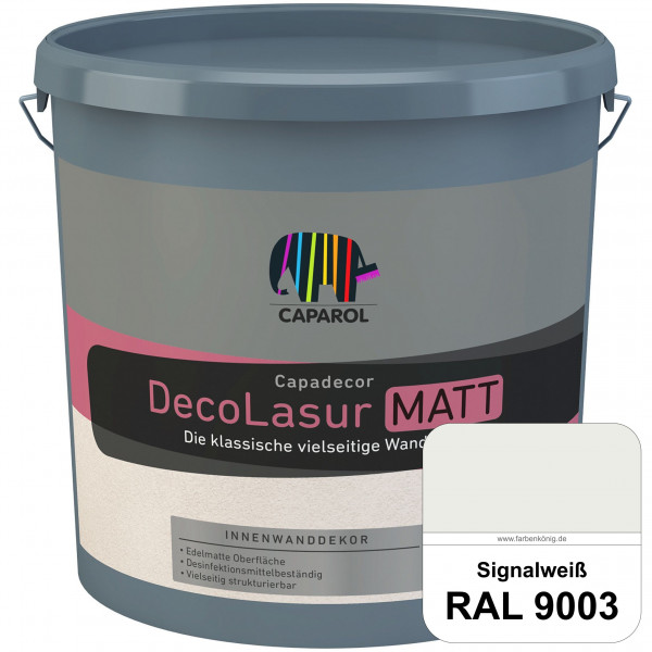 Capadecor DecoLasur Matt (RAL 9003 Signalweiß) Matte Lasurfarbe auf Dispersionsbasis (innen)