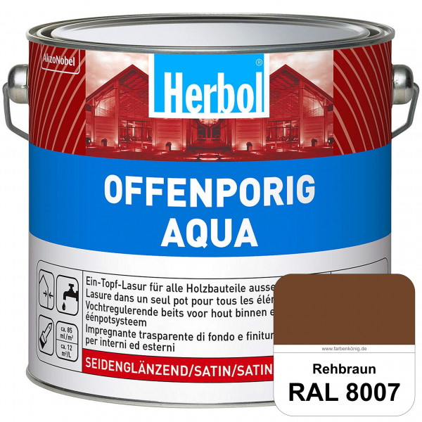 Offenporig Aqua (RAL 8007 Rehbraun) Wasserverdünnbar & hochwertige Ein-Topf-Holzlasur - Feuchteschut