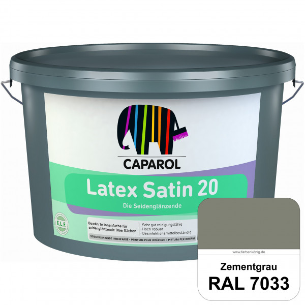 Latex Satin 20 (RAL 7033 Zementgrau) strapazierfähige seidenglänzende Latexfarbe (Innen)