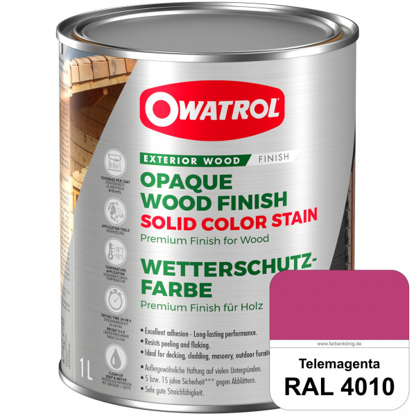 Solid Color Stain (RAL 4010 Telemagenta) deckende und matte Wetterschutzfarbe außen