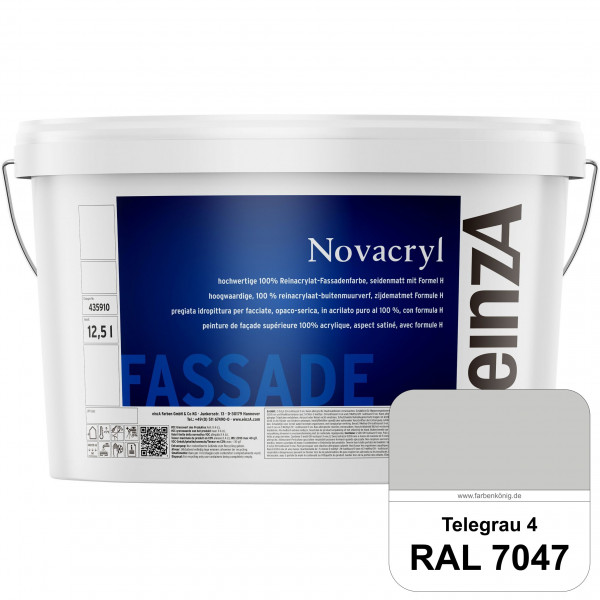 einzA Novacryl (RAL 7047 Telegrau 4) Reinacrylat-Fassadenfarbe, seidenmatt