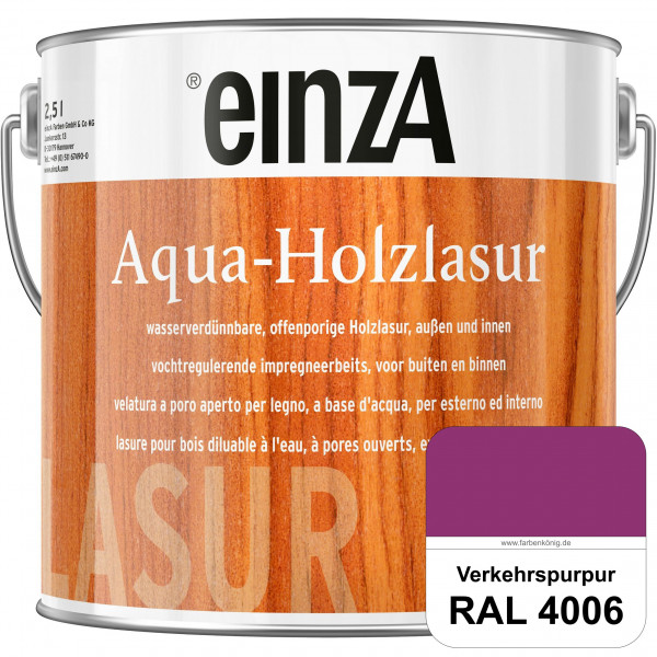 einzA Aqua-Holzlasur (RAL 4006 Verkehrspurpur) wasserverdünnbare offenporige Holzlasur für Holzbaute