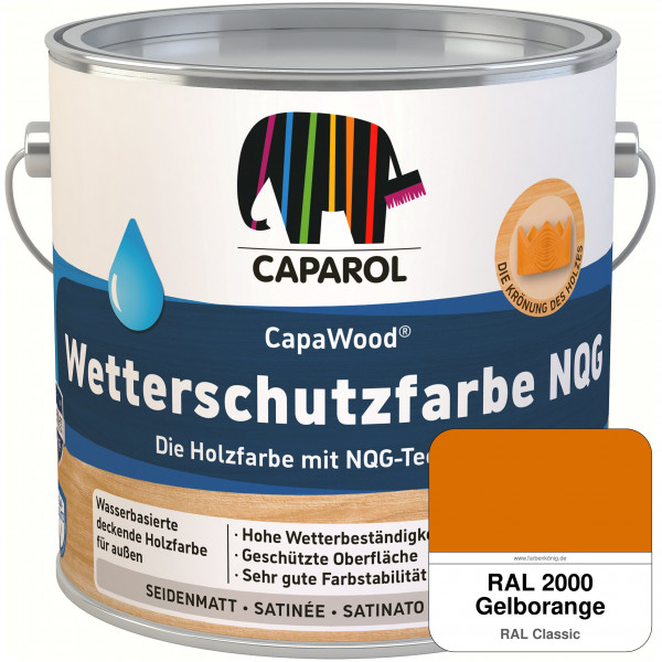 CapaWood® Wetterschutzfarbe NQG (RAL 2000 Gelborange) - ersetzt Capadur Wetterschutzfarbe NQG
