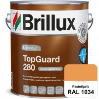 TopGuard 280 (RAL 1034 Pastellgelb) wasserbasierte, wetterbeständige und seidenglänzende Hybridlasur