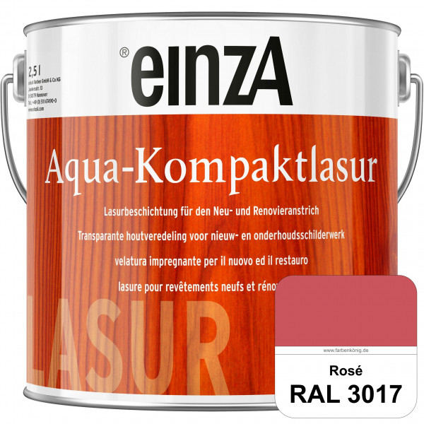 einzA Aqua-Kompaktlasur (RAL 3017 Rosa) wasserverdünnbare & feuchtigkeitsregulierende Lasurbeschicht