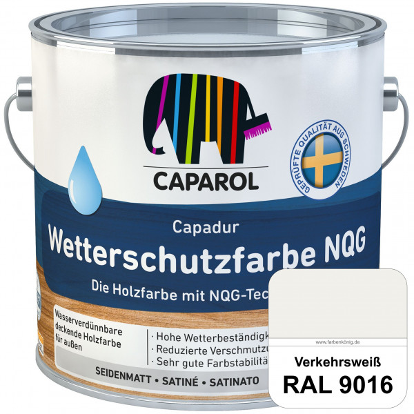 Capadur Wetterschutzfarbe NQG (RAL 9016 Verkehrsweiß) Holzfarbe mit NQG-Technologie wasserbasiert fü