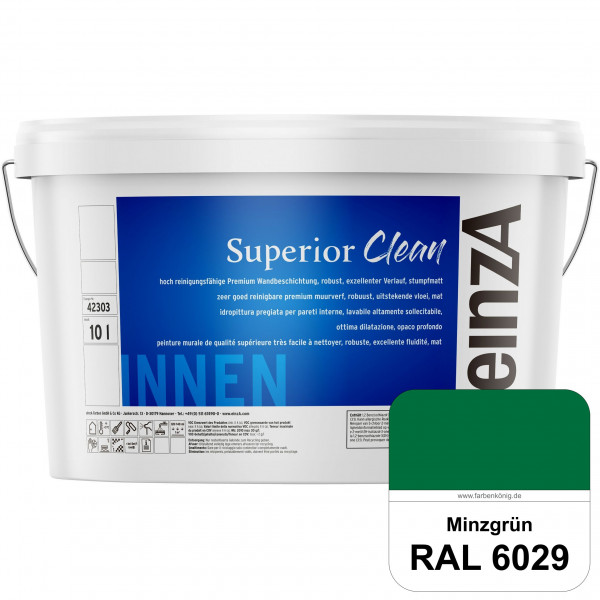 einzA Superior Clean (RAL 6029 Minzgrün) Hoch reinigungsfähige, stumpfmatte Premium-Wandbeschichtung