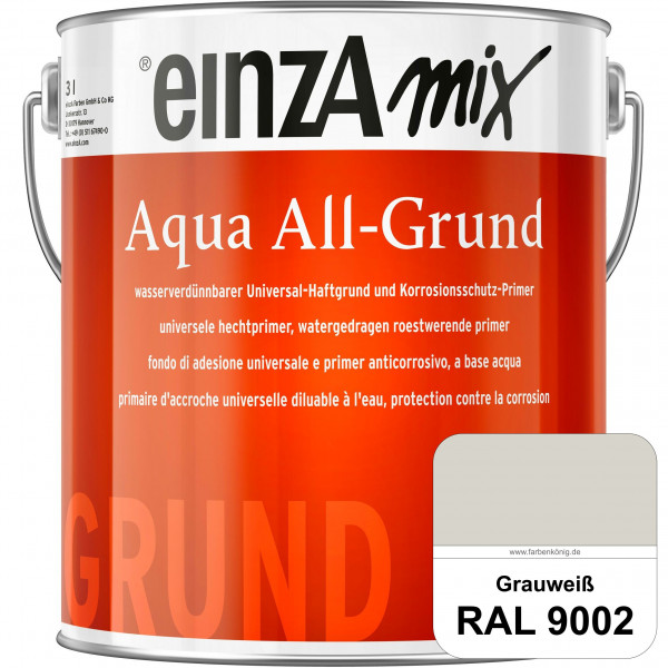 einzA Aqua All-Grund (RAL 9002 Grauweiß) Wasserverdünnbarer Haftgrund & Korrosionsschutz-Primer