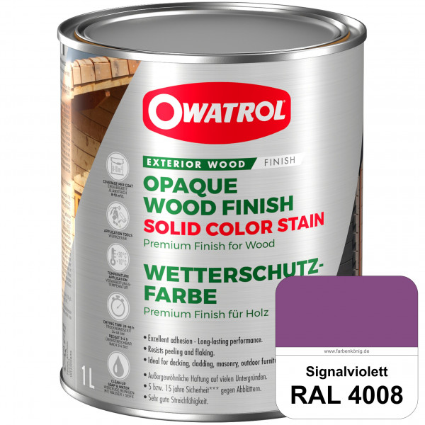 Solid Color Stain (RAL 4008 Signalviolett) deckende und matte Wetterschutzfarbe außen