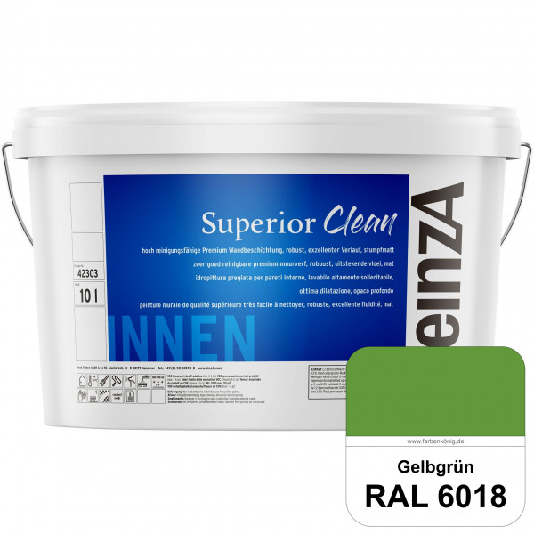 einzA Superior Clean (RAL 6018 Gelbgrün) Hoch reinigungsfähige, stumpfmatte Premium-Wandbeschichtung