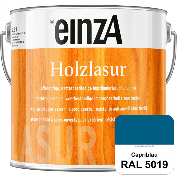 einzA Holzlasur (RAL 5019 Capriblau) Offenporige Imprägnierlasur für Außen-Holzbauteile