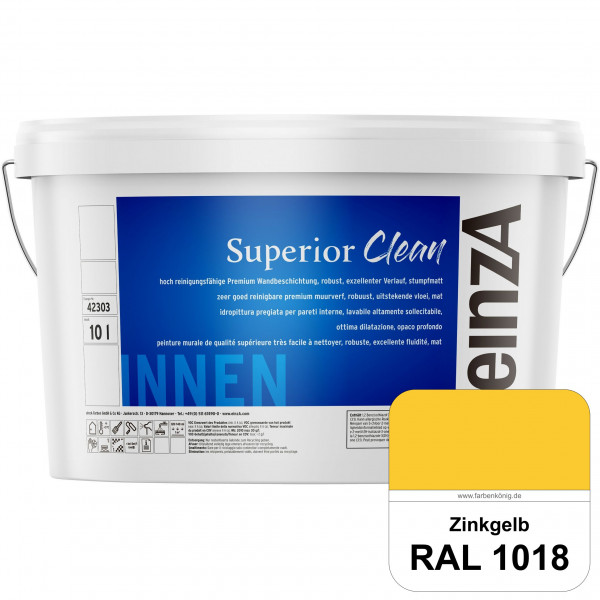 einzA Superior Clean (RAL 1018 Zinkgelb) Hoch reinigungsfähige, stumpfmatte Premium-Wandbeschichtung