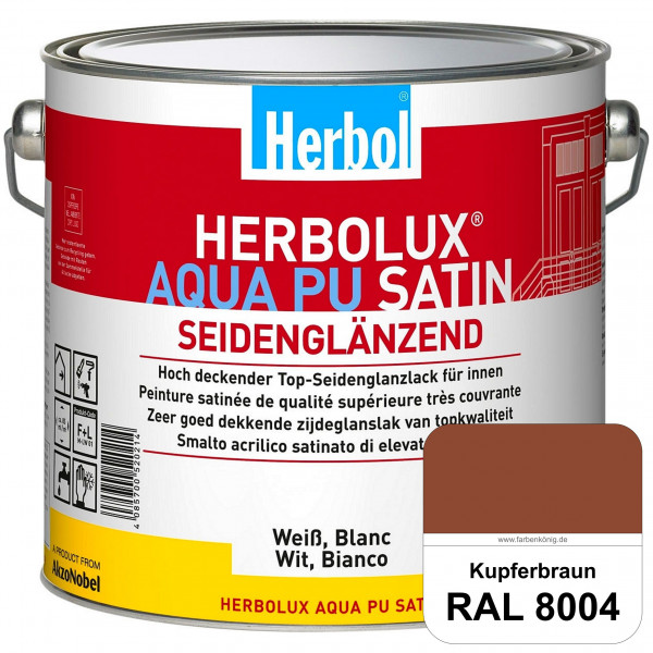 Herbolux Aqua PU Satin (RAL 8004 Kupferbraun) Wasserverdünnbarer Top-PU-Seidenglanzlack (Innen)
