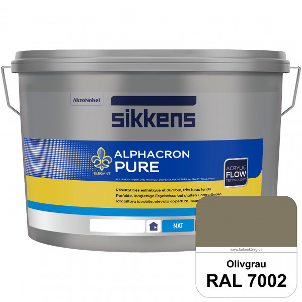 Alphacron Pure (RAL 7002 Olivgrau) Edelmatte & hochertige Premium Wandfarbe für glatte Untergründe.