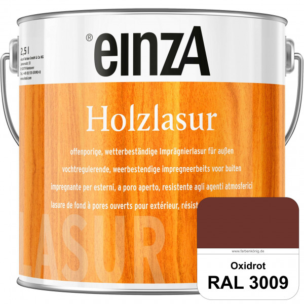 einzA Holzlasur (RAL 3009 Oxidrot) Offenporige Imprägnierlasur für Außen-Holzbauteile