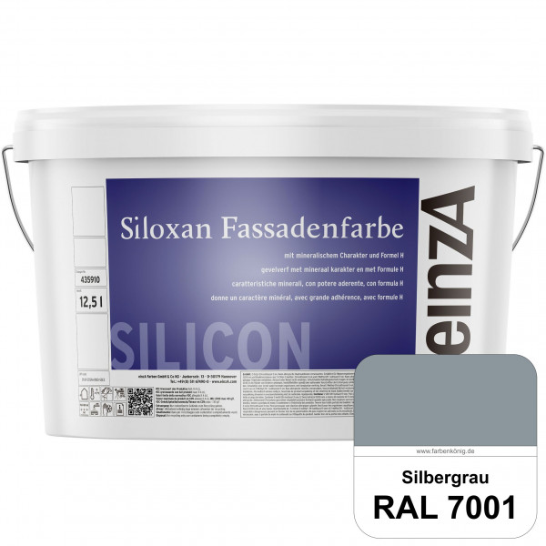 einzA Siloxan Fassadenfarbe (RAL 7001 Silbergrau) Siliconvergütete Fassadenfarbe