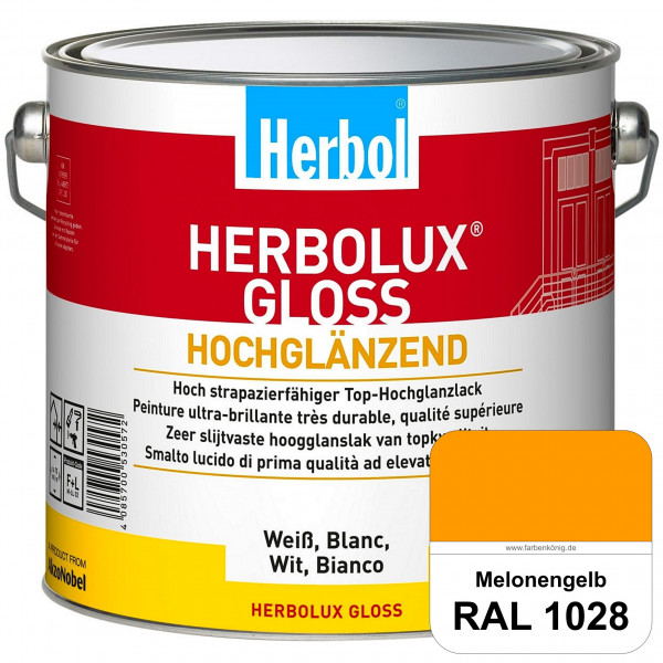 Herbolux Gloss (RAL 1028 Melonengelb) strapazierfähiger Top-Hochglanzlack (lösemittelhaltig) für inn