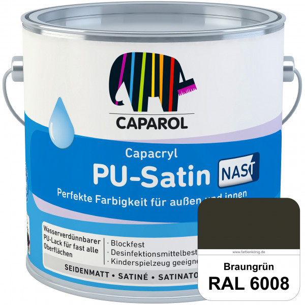 Capacryl PU-Satin NAST (RAL 6008 Braungrün) Seidenmattlack mit nebelarme Spritztechnologie (innen &