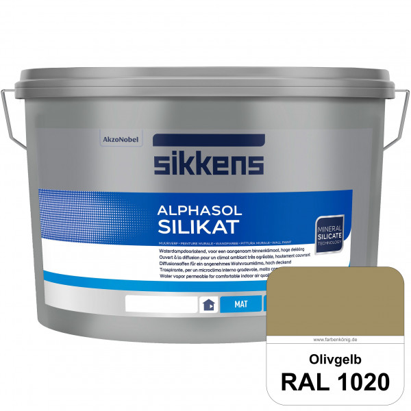 Alphasol Silikat (RAL 1020 Olivgelb) Extrem matte Premium Wandfarbe auf SOL-Silikatbasis