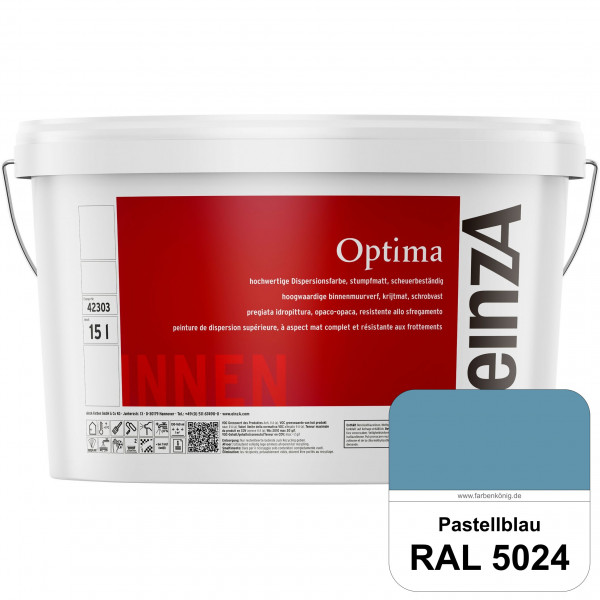 einzA Optima (RAL 5024 Pastellblau) Stumpfmatte Dispersionsfarbe für hochwertige Anstriche