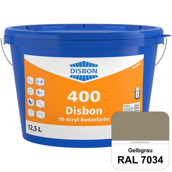 Disbon 400 1K-Acryl-Bodenfarbe (RAL 7034 Gelbgrau) Dispersionsbeschichtung für mineralische Bodenflä