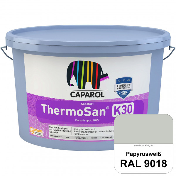 Capatect ThermoSan® Fassadenputz NQG® (K 30) (RAL 9018 Papyrusweiß) Kratzputz-Struktur in Körnung 3