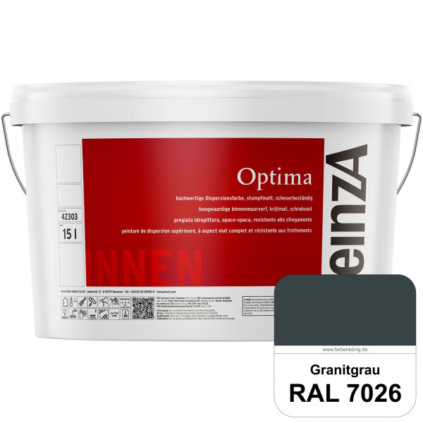 einzA Optima (RAL 7026 Granitgrau) Stumpfmatte Dispersionsfarbe für hochwertige Anstriche