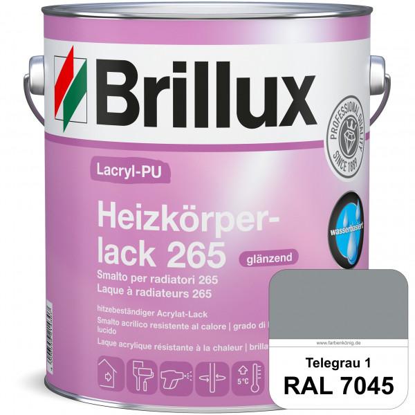 Lacryl-PU Heizkörperlack 265 (RAL 7045 Telegrau 1) vergilbungsresistenter & wasserbasierter Heizkörp