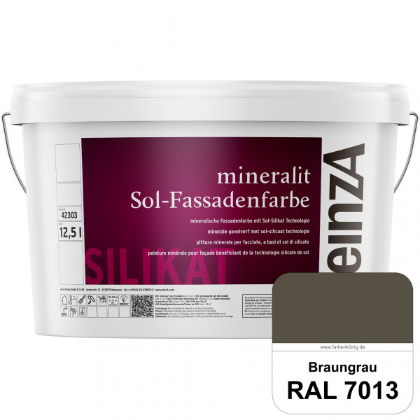 einzA mineralit Sol Fassadenfarbe (RAL 7013 Braungrau) mineralische Fassadenfarbe mit Sol-Silikat Te