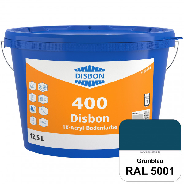 Disbon 400 1K-Acryl-Bodenfarbe (RAL 5001 Grünblau) Dispersionsbeschichtung für mineralische Bodenflä