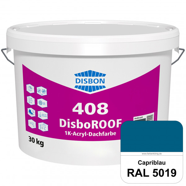 DisboROOF 408 1K-Acryl-Dachfarbe (RAL 5019 Capriblau) Elastische Reinacrylatbeschichtung für Betonda