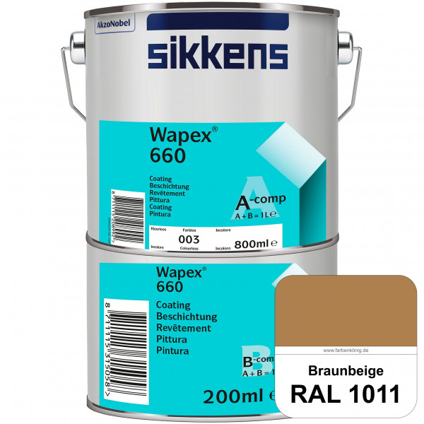 Wapex 660 Set (RAL 1011 Braunbeige) seidenglänzende 2K-Epoxidharzlack für Böden & Wände (innen)